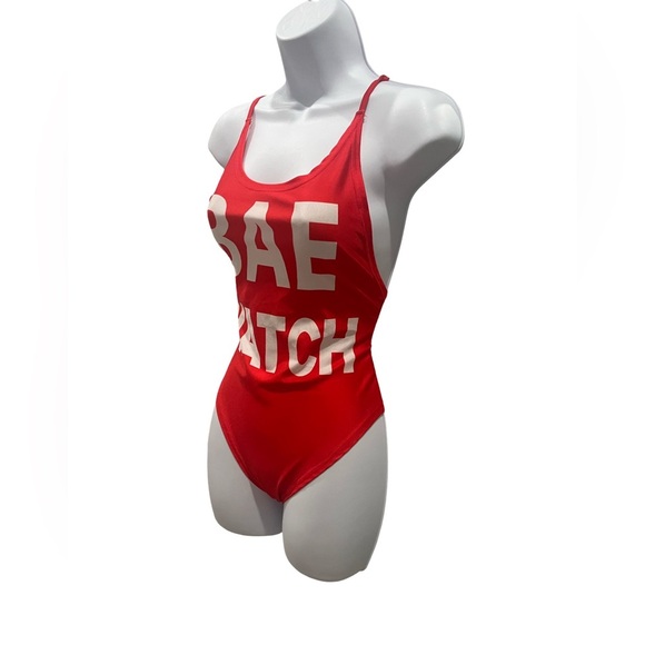 Women Red “Bae Watch” Swimsuit. Size Large. Good Condition. - Picture 3 of 9